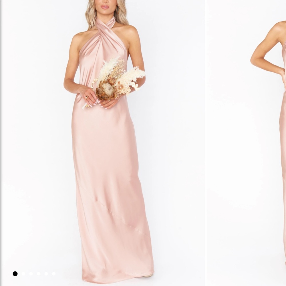 Show Me Your MuMu Jasmine Halter Maxi Dress in Rose Gold